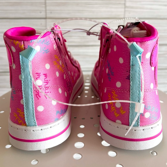 🆕 Disney Ltd Ed. Hot Pink Minnie Mouse Bow Icon Zip-Side High-Top Sneakers - Picture 7 of 14